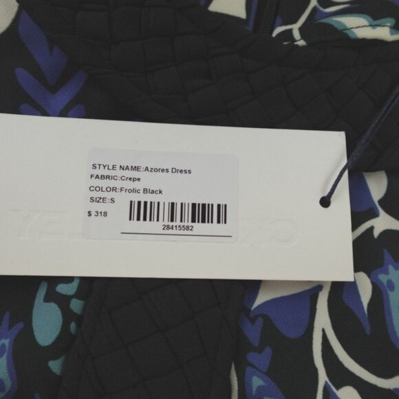 CK Bradley Dress Black Blue Floral Multi Azores‎ Frolic Crepe - Picture 6 of 9